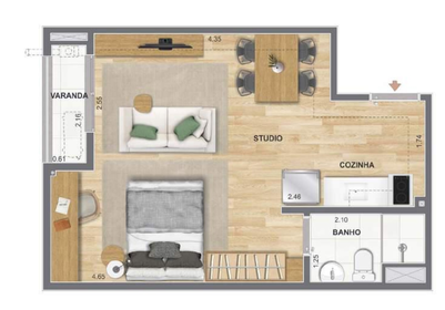 Planta 04 - 1 dorm 32,32m� - studio