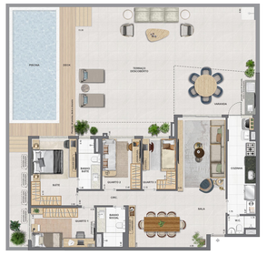 Planta 08 - 4 dorm 236,96m² - garden