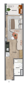 Planta 02 - 1 dorm 32,70m² - studio
