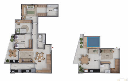 Planta 07 - 3 dorm 123,79m² - cobertura duplex