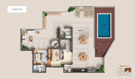 Planta 04 - 4 dorm 351m� - cobertura duplex - superior