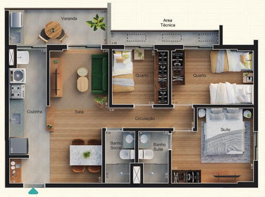 Planta 04 - 3 dorm 67,53m�