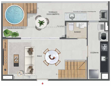 Planta 42 - 3 dorm 113,17m² - cobertura duplex - superior