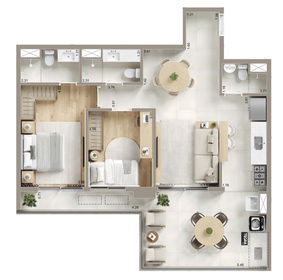 Planta 01 - 2 dorm 80m²