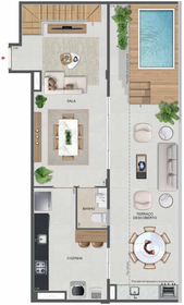 Planta 68 - 4 dorm 177,22m² - cobertura duplex - superior