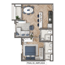 Planta - 41,86m² 2 dorms (1 suíte) - Final 05