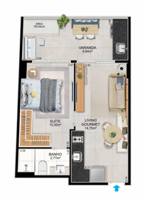 Planta 07 - 1 dorm 41,59m²