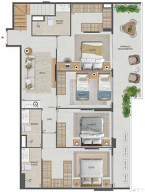 Planta 67 - 4 dorm 177,22m² - cobertura duplex - inferior