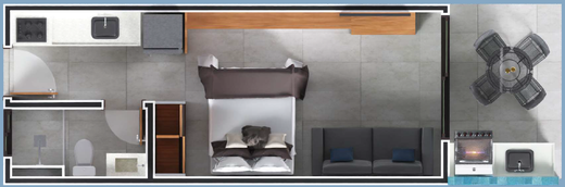 Planta 02 - 1 dorm 30,48m� - garden