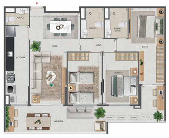 Planta 34 - 3 dorm 101,02m²