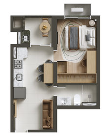 Planta 04 - 1 quarto 34,70m²