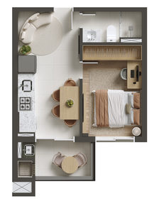 Planta 03 - 1 quarto 34,00m²