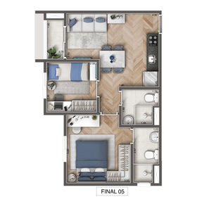 Planta - 41,86m² 2 dorms (1 suíte) - Final 05