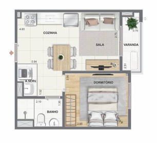 Planta 01 - 1 dorm 32,11m²