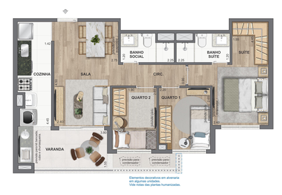 Planta 17 - 3 dorm 64,87m²