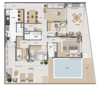 Planta 05 - 4 dorm 208,64m² - garden