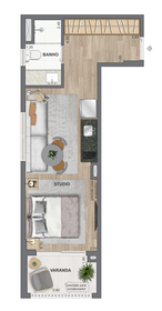 Planta 04 - 1 dorm 33,85m² - studio