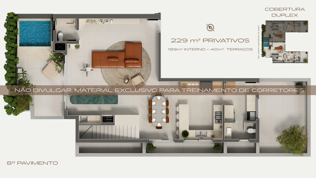 Planta - Planta Humanizada - Cobertura 8º Pavimento