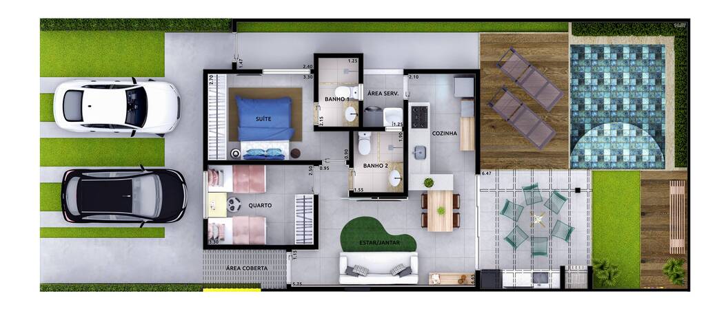 Planta 01 - 2 dorm 80m²