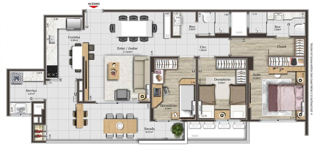 Planta 03 - 3 dorm 104 63m²
