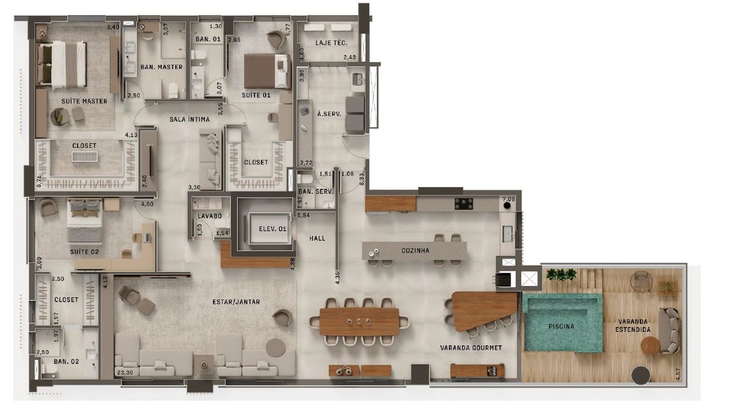 Planta 06 - 3 dorm 276,14m² - opção
