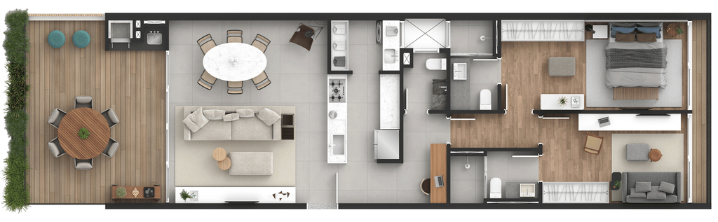 Planta 02 - 2 dorm 146m² - garden