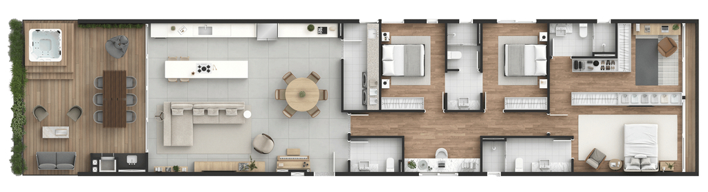 Planta 03 - 3 dorm 187m² - garden