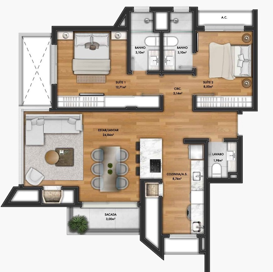 Apartamento, 2 quartos, 87 m² - Foto 14