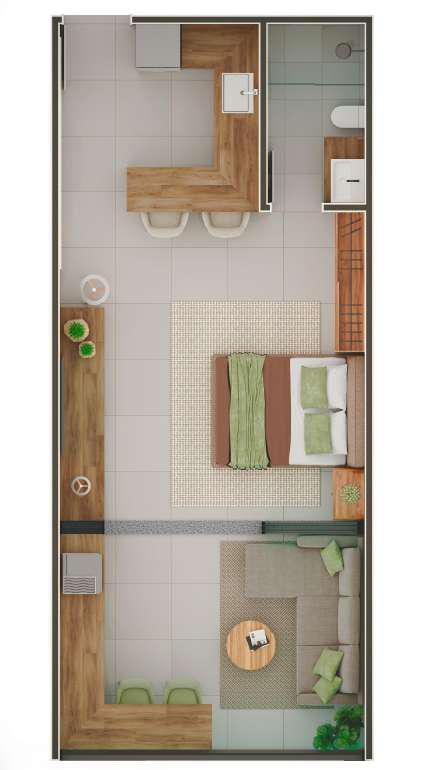 Planta 01 - 1 dorm 43m² - studio