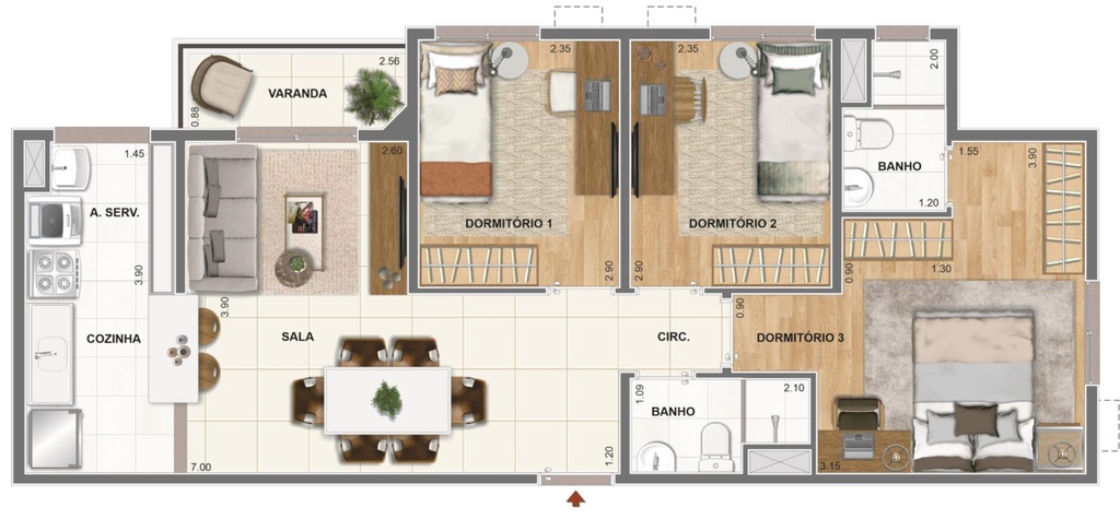 Apartamento, 3 quartos, 63 m² - Foto 29