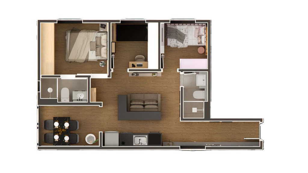 Planta 03 - 3 dorm 55,58m²