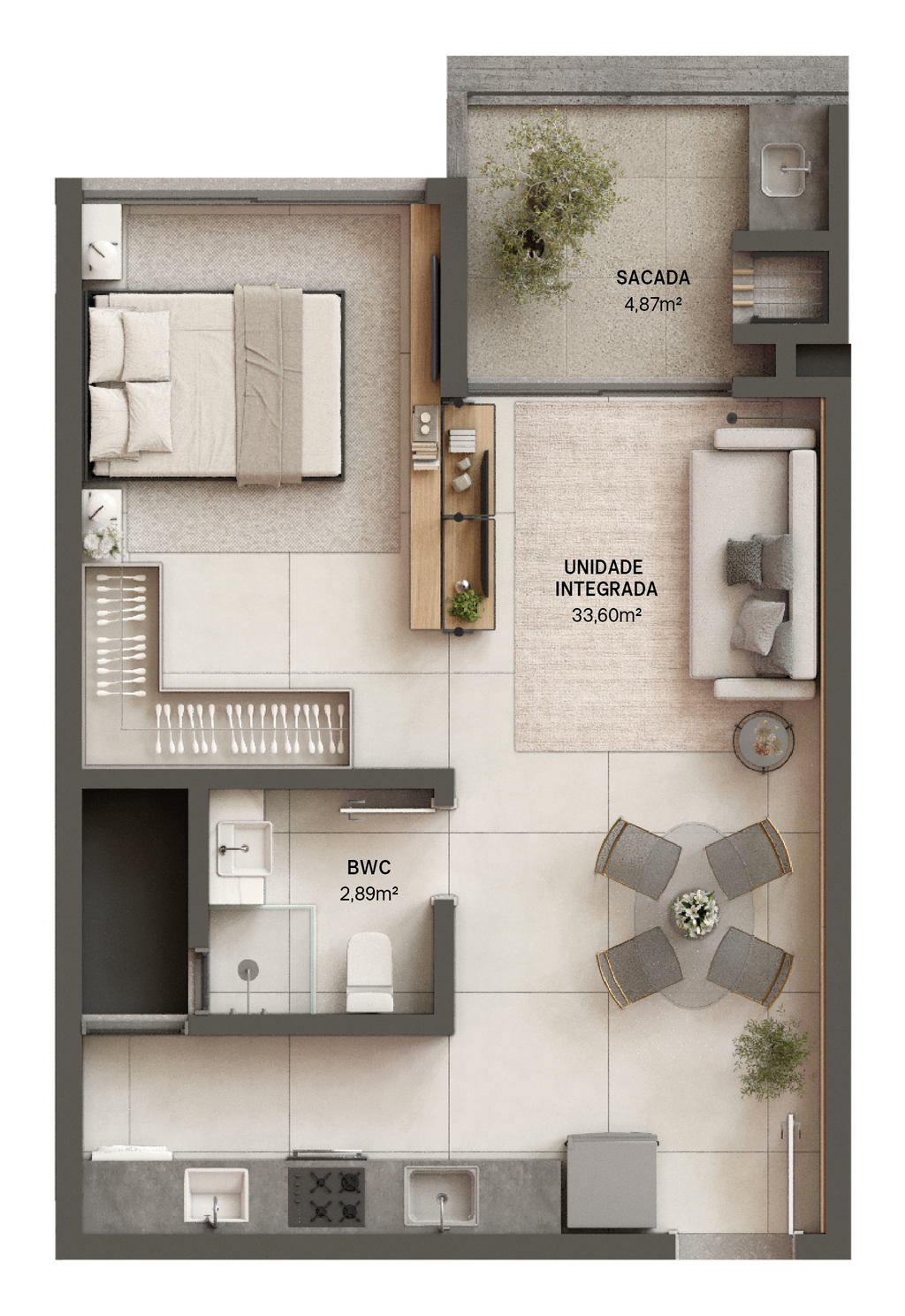 Planta 07 - 1 dorm 48,30m² - studio