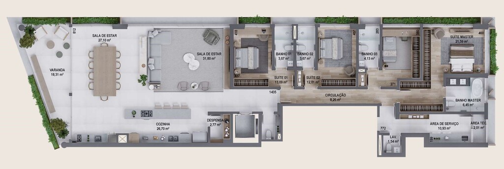 Planta 04 - 4 dorm 246m²