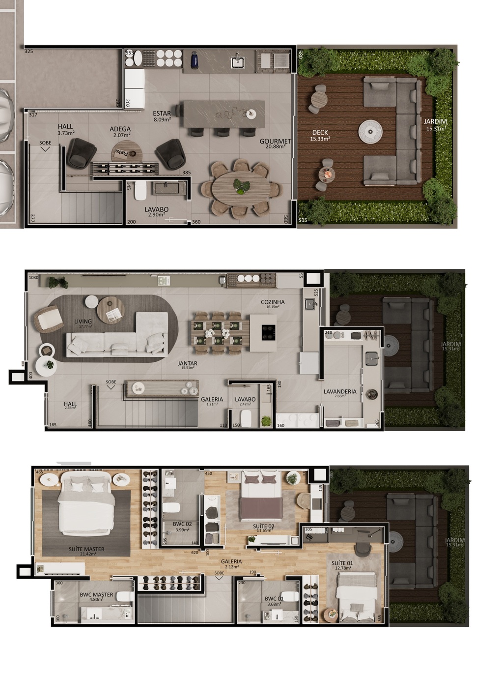 Planta - Planta 01 - 3 dorm 227m²