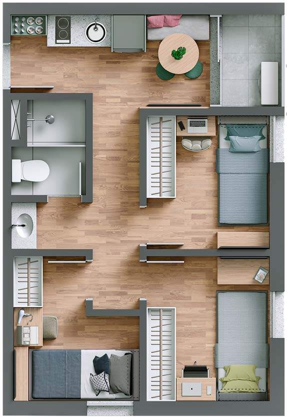 Planta - Planta 04 - 3 dorm 32m²