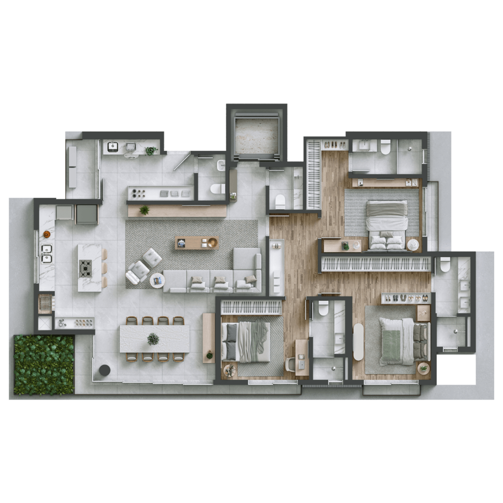 Planta - Planta 01 - 3 dorm 165m²