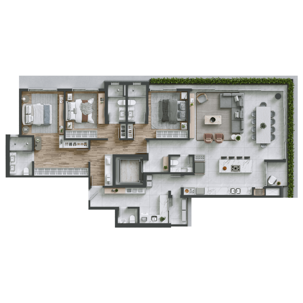 Planta - Planta 03 - 3 dorm 185m²