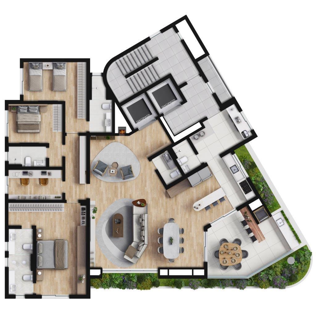 Planta - Planta 01 - 3 dorm 210m²