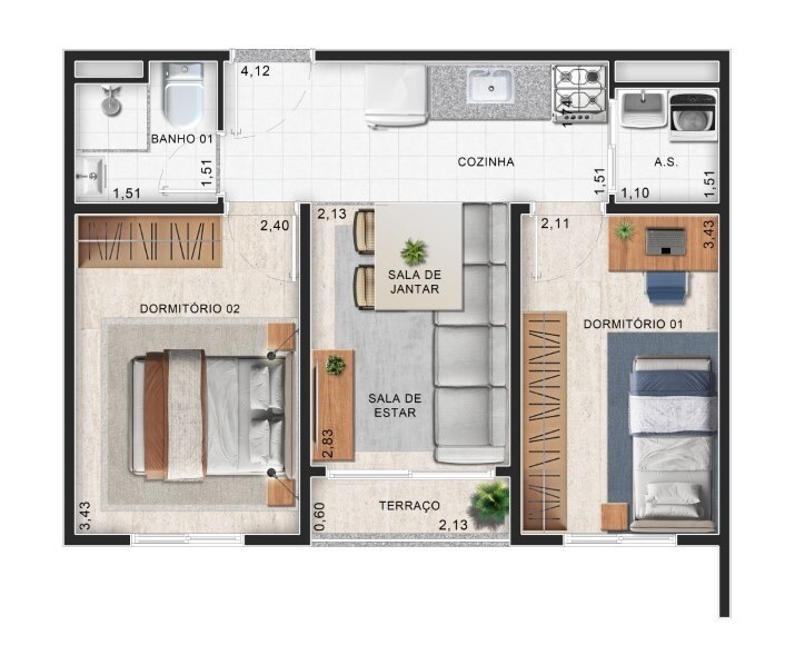 Apartamento, 2 quartos, 49 m² - Foto 7