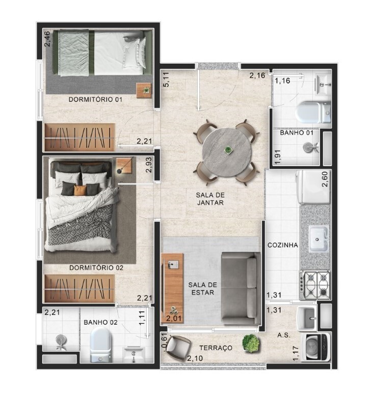 Apartamento, 2 quartos, 49 m² - Foto 8