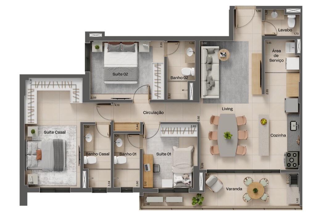 Planta 03 - 3 dorm109m²