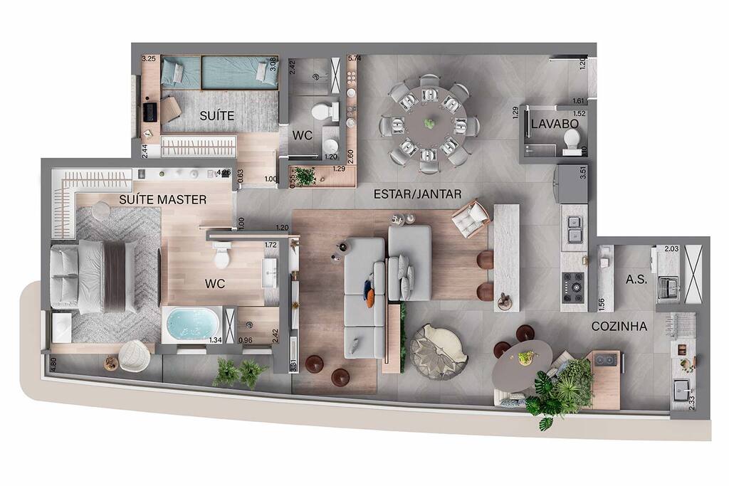 Planta 05 - 2 dorm 114m² - opção