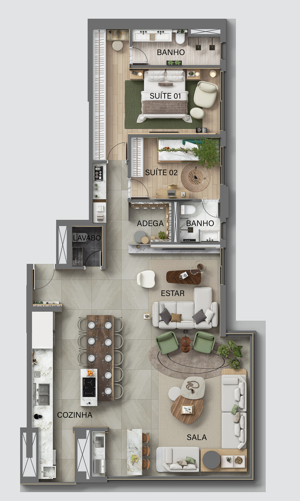 Planta 02 - 2 dorm 130m² - opção
