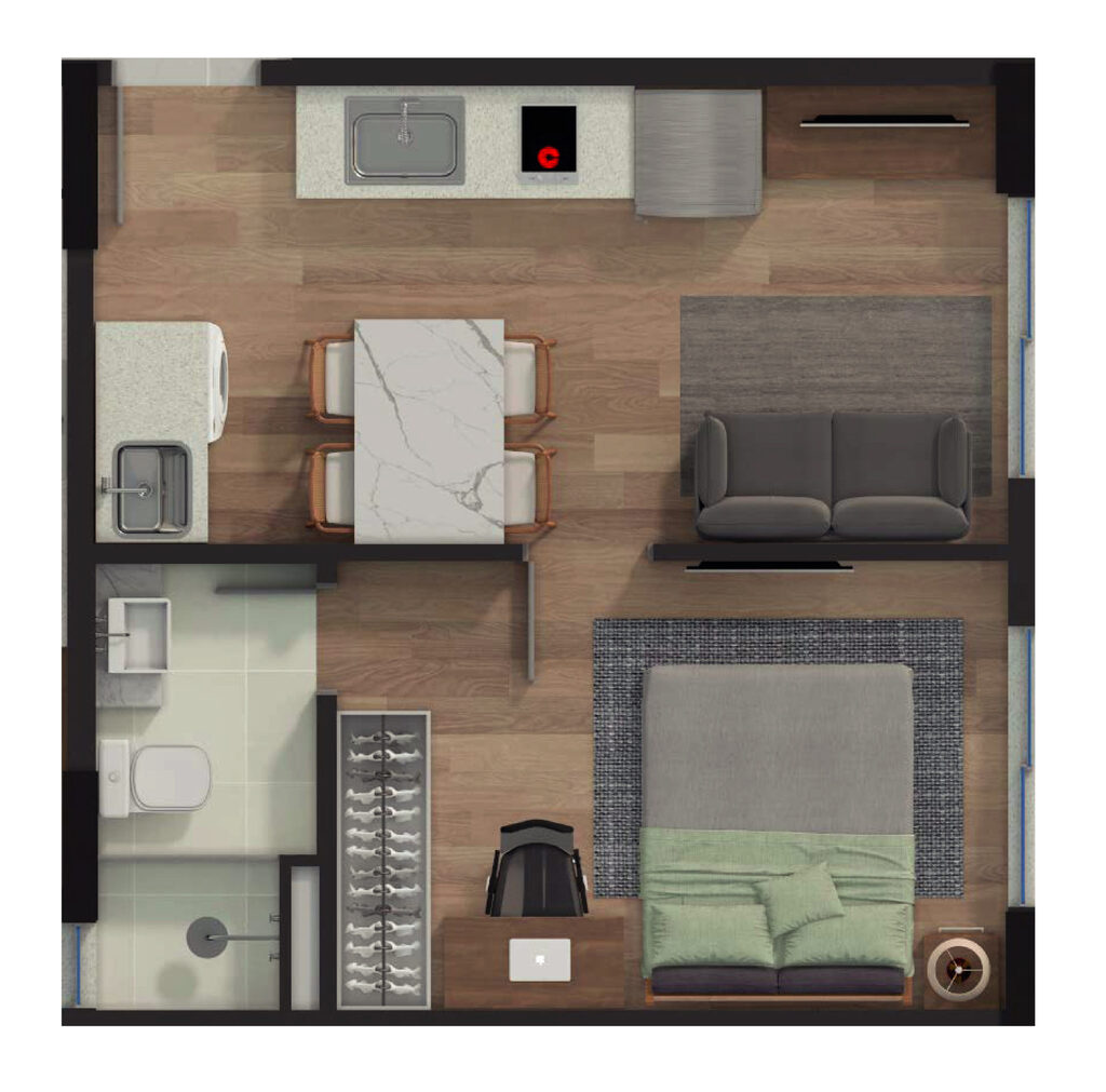 Planta - Planta 03 - 1 dorm 23,96m²