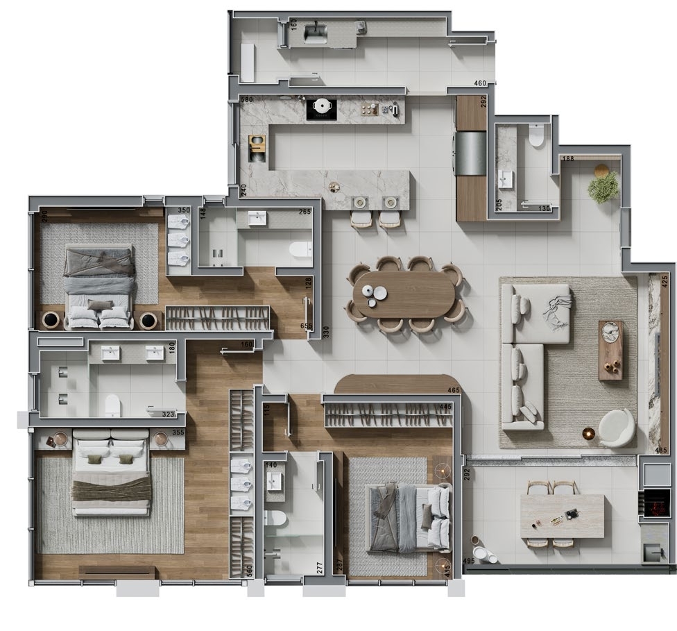 Planta - Planta 01 - 3 dorm 167m²