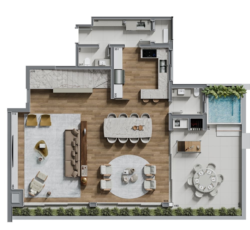 Planta - Planta 02 - 3 dorm 280m² - cobertura duplex - inferior