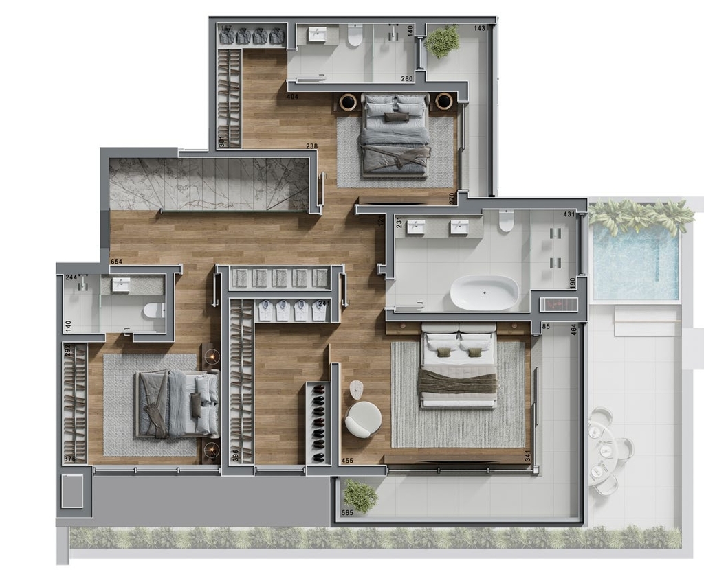 Planta - Planta 03 - 3 dorm 280m² - cobertura duplex - superior