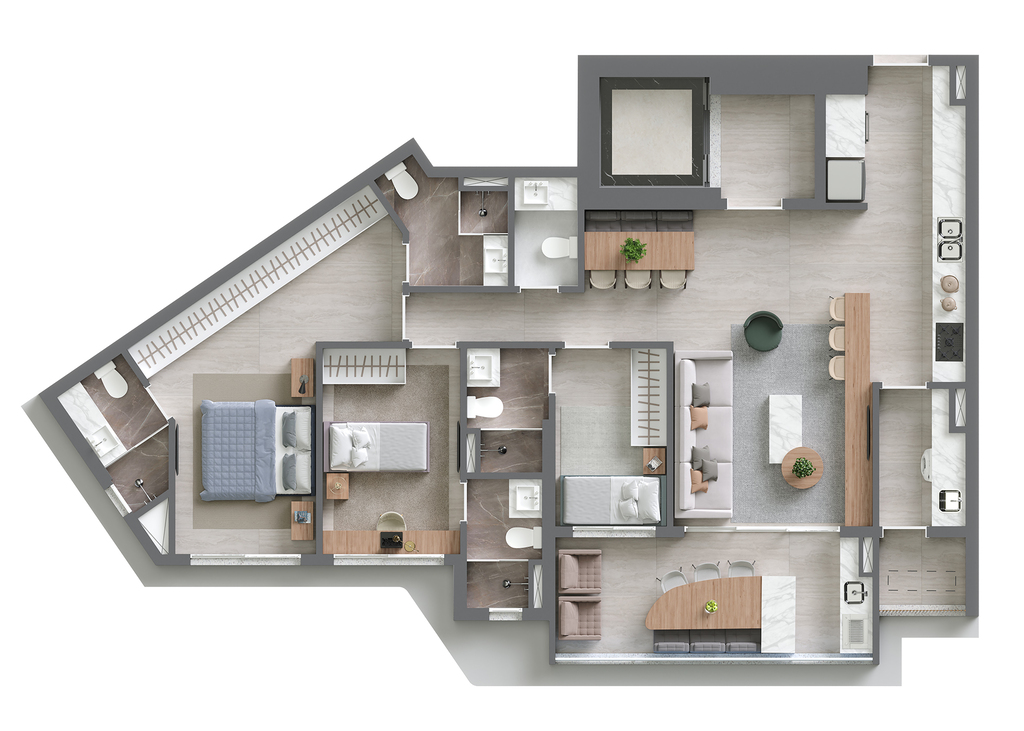 Planta 01 - 3 dorm 126m²