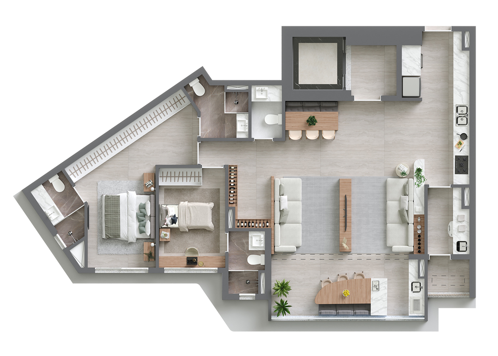 Planta 02 - 2 dorm 126m² - opção