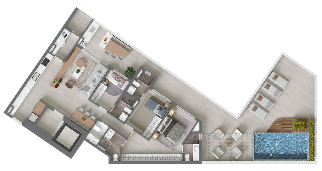 Planta 04 - 3 dorm 220m² - garden